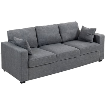 HOMCOM 3 Seater Sofa with Deep Seat, Modern Upholstered Couch, Dark Grey