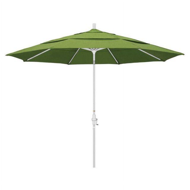 Parasol de Marché en Aluminium 11 Pieds à Col Inclinable DV avec Passe-Partout Blanc/soleil/spectrum Coriandre
