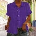 thumbnail image 2 of Yuyuzo Womens Button down Shirts Short Sleeve V Neck Tshirts Solid Color Office Work Tops Blouses, 2 of 6