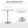 thumbnail image 4 of HOMCOM Round Dining Table, Modern Kitchen Table with Tempered Glass Top, Silver, 4 of 10