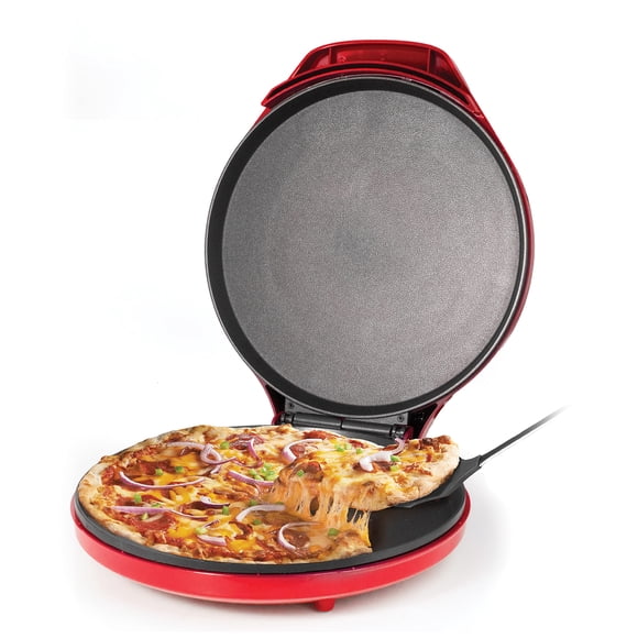 Betty Crocker Machine à Pizza Plus, Gril Électrique Intérieur de 12 Pouces, Plaque Antiadhésive pour Pizzas, Quesadillas, Tortillas, Nachos et Plus, Plaque Électrique de 12 Pouces pour de Délicieux Repas et