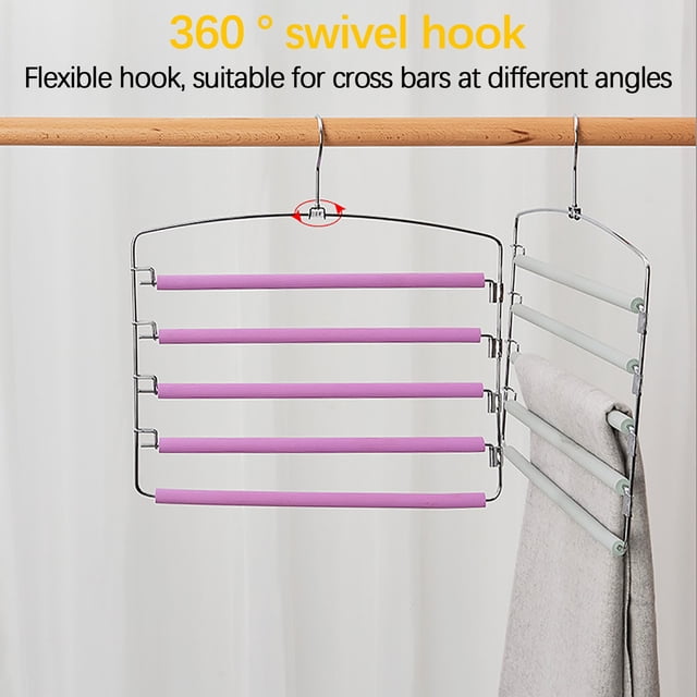 EGNMCR Hooks for Hanging Multi-layer Pants Rack Foam Five-layer Pants Hanging Space Traceless Pants Hanger Trouser hanger