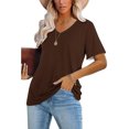 thumbnail image 2 of Timegard Womens Summer Tops Short Sleeve V-Neck Solid Color Comfy Basic Tee Casual Loose Shirts Tops Blouse, 2 of 6