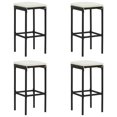 thumbnail image 1 of vidaXL Bar Stools with Cushions 4 pcs Black Poly Rattan, 1 of 5