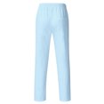 thumbnail image 3 of MAWCLOS Mens Trousers Drawstring Pants Solid Color Bottoms Fitted Home Elastic Waist Loungewear Light Blue 3XL, 3 of 3