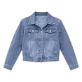 thumbnail image 4 of Timegard Women's Basic Button down Stretch Fitted Long Sleeves Denim Jacket Collared Crop Jean Jackets Fashion,Light Blue,XXL, 4 of 9