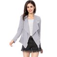 thumbnail image 3 of Unique Bargains Veste en Faux Suède pour Femme à Manches Longues, devant Drapé, Vestes Moto, 3 of 6