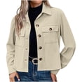 thumbnail image 1 of Timegard Button down Shirts for Women Cropped Long Sleeve Jackets Fall Solid Color Casual Loose Tops, 1 of 7