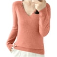 thumbnail image 2 of EGNMCR Chandail à Col Rond Mode Femme Décontracté Col Semi-Montant Couleur Unie Ample Base Tricoté Chandail Femme Blouse Polyester, 2 of 4