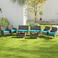 thumbnail image 1 of Costway 8 PCS Patio Furniture Set with Washable Cushions and Tempered Glass Coffee Table, 1 of 8