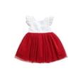 thumbnail image 1 of Xingqing Robe Tutu en Dentelle à Manches Volantes pour Bébé Fille, Vêtements de Fête Princesse Rouge 2-3 Ans, 1 of 8