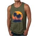 thumbnail image 3 of Sentmoon Débardeurs de Musculation pour Hommes Été Sans Manches Col Ras du Cou sous-Vêtement Imprimé Palmier Coupe Décontractée Grande Taille Chandails de Course Gym pour Hommes Plage pour Courir par Temps Chaud Vert TG, 3 of 6