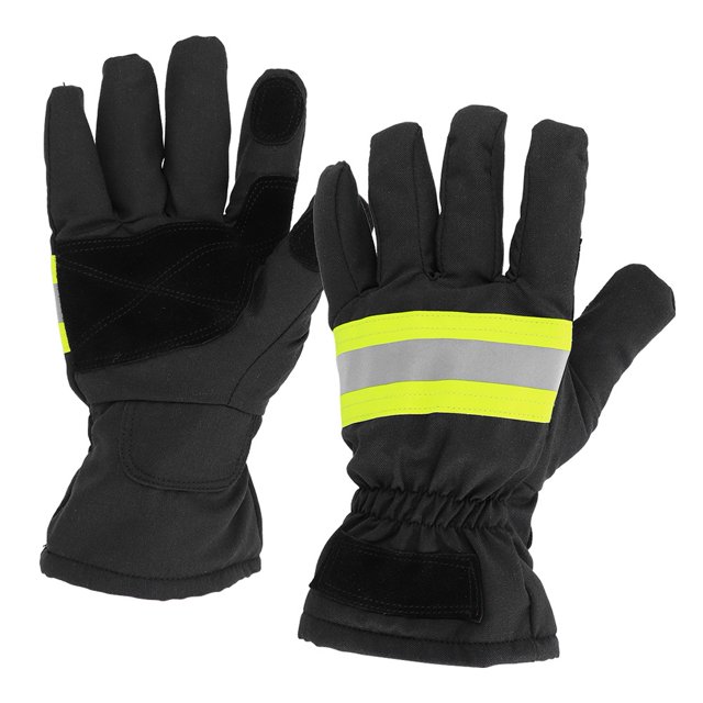 Qiilu Gants de Protection, Protection des Mains de Pompier, Gants de Pompier Ignifuges Résistants à la Chaleur, Imperméables, Respirants, Protection des Mains de Pompier Noir et Jaune