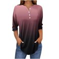 thumbnail image 1 of SwiftWear T-Shirts pour Femmes Mode Tendance Col Rond Manches Mi-Longues T-Shirt Couleur Dégradée Décontracté Ample Hauts Basiques, 1 of 5