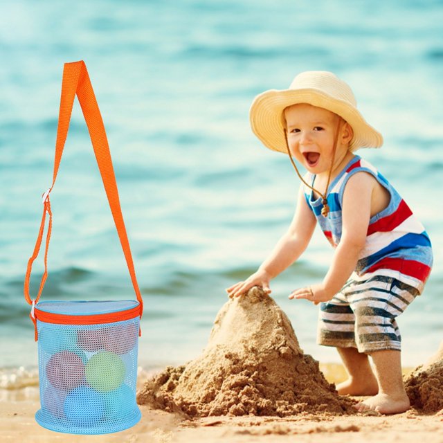 WIFKLSIIPG Colorful Mesh Beach Bags Portable Foldable Sea Bag with Adjustable Carrying Straps Toy Storage Bag Beach Bags