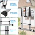 thumbnail image 4 of 12.5 FT Stainless Steel Telescoping Ladders - One-Button Retraction Collapsible Extension Ladder for Home,RV,Attic,Lasts 330 LBS with Balance Bar and Wheels, 4 of 5