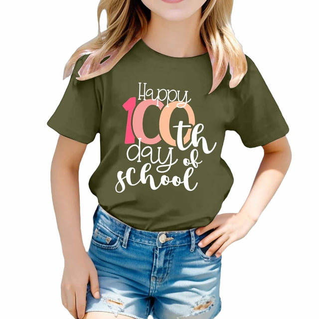 T-Shirt à Manches Courtes Col Rond Imprimé pour Enfants - Design Unisexe, Matériau Polyester, Tailles 3-13 Ans, Adapté pour Garçons/filles