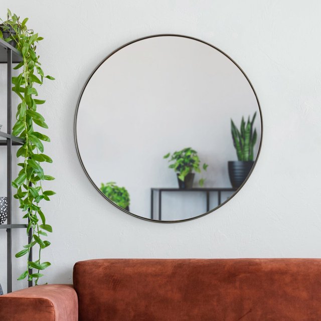 Miroir Rond Maxwell avec Fini Argent Brossé Antique