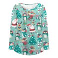 thumbnail image 4 of Hauts d'Été Mignons pour Femmes Décontractés Col Rond Boutons Manches Longues Imprimé Noël Hauts Habillés pour Femmes en Solde, 4 of 5