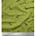 thumbnail image 1 of Soimoi Green Rayon Fabric Black Sketch Feather & Dots Print Sewing Fabric Yard 42 Inch Wide, 1 of 3