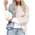 thumbnail image 1 of Pisexur Chandails pour Femmes Tendance Manches Longues Col Rond Chandails Décontractés Patchwork Colorblock Chandails d'Automne Blouse Hauts Pull Ample Surdimensionné Chandails pour Femmes, 1 of 3