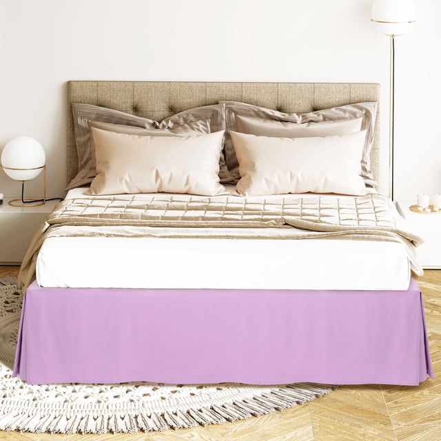 PiccoCasa Bed Skirt Double Brushed Microfiber with Dust Ruffle, Queen Light Purple