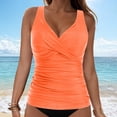thumbnail image 2 of NIEWTR V-Neck Tankini Tops For Women Backless Adjusting Strap Bathing Suits Tummy Control Push Up Swimsuit Top(Orange,S), 2 of 9