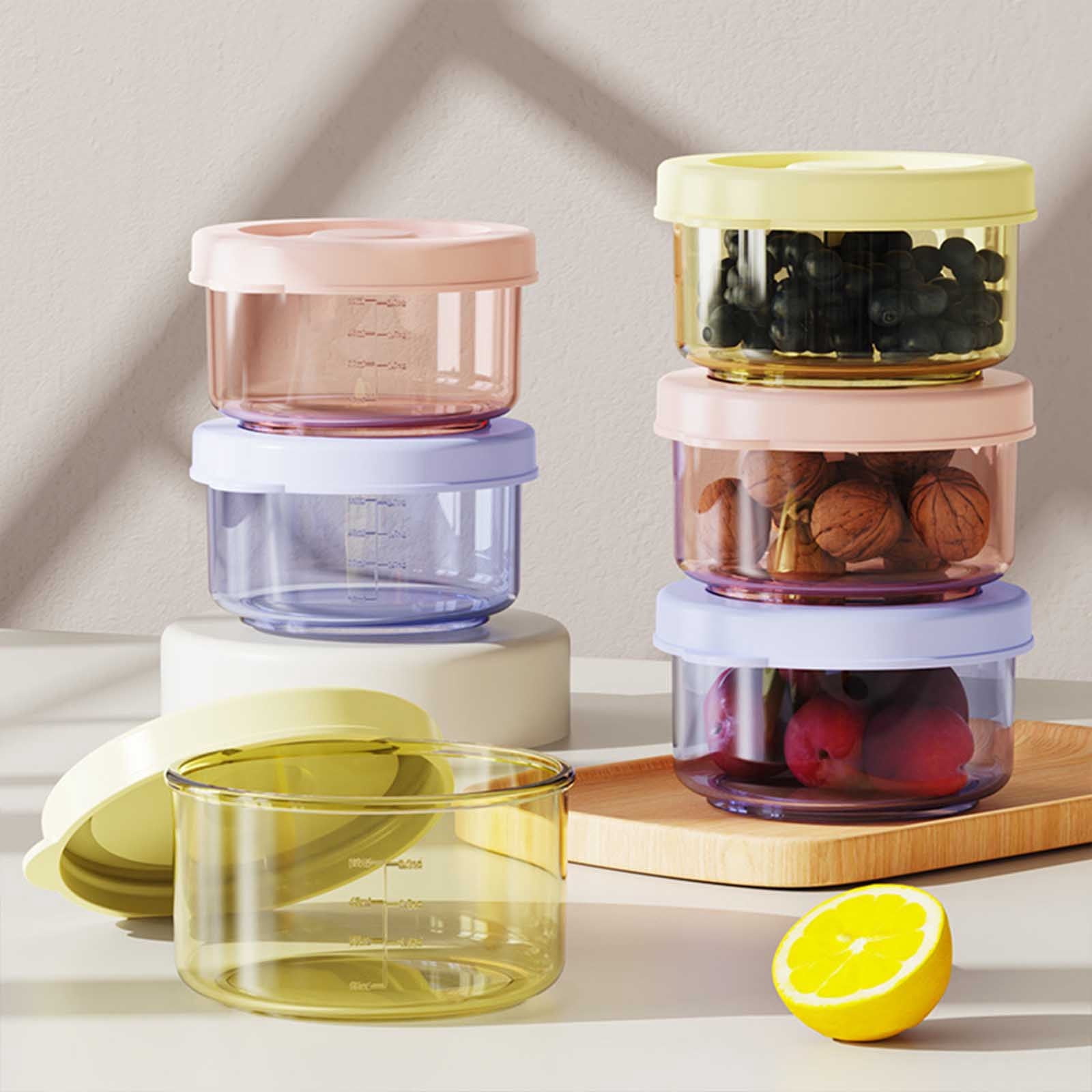Birdeem Plastic Food Storage Containers with Lids,Leak Proof Meal Prep Containers with Scale,6-Piece Set for Kitchen Pantry Organization and Dry Food Storage