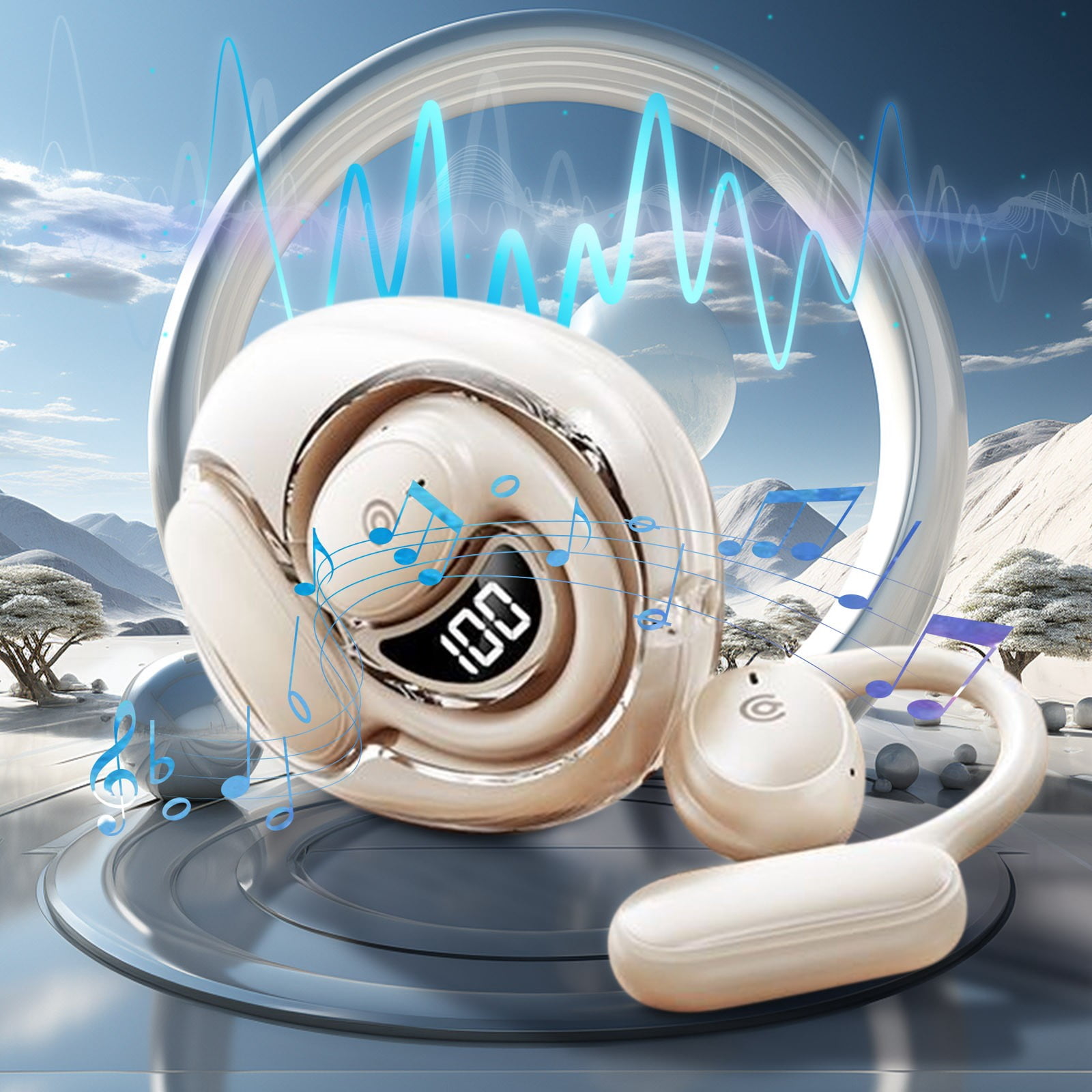 SJ235-1 Wireless Bluetooth Earbuds with Real-Time Translation, Noise Cancelling Mic, 16mm Speakers, 11H Playtime, BT 5.4, Lightweight & Comfortable for Travel/Business/Study