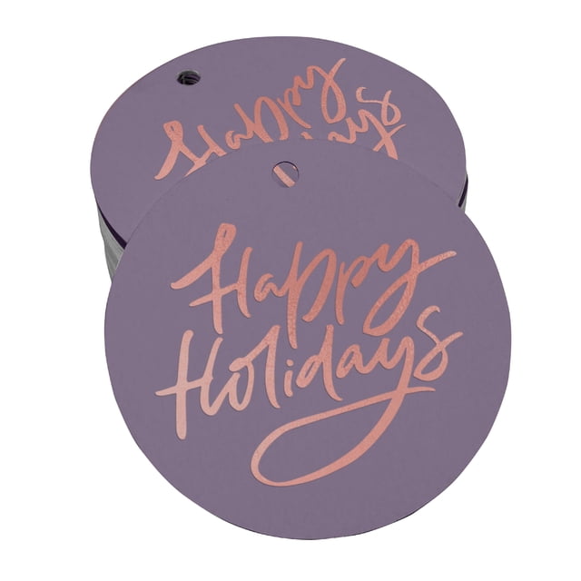 Inkdotpot Pack Of 100 Real Rose Gold Foil Paper Tags Happy Holiday Favor Hang Tags