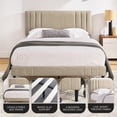thumbnail image 3 of DeCoro Chicago Modern Tufted Upholstered Platform Queen Size Bed, Linen, 3 of 11
