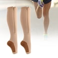 thumbnail image 3 of 1 Paire de Bas de Compression Motif Exquis Coton Respirant Bout Ouvert Fermeture Éclair Bas de Compression Manchon de Jambe pour Fille, 3 of 8