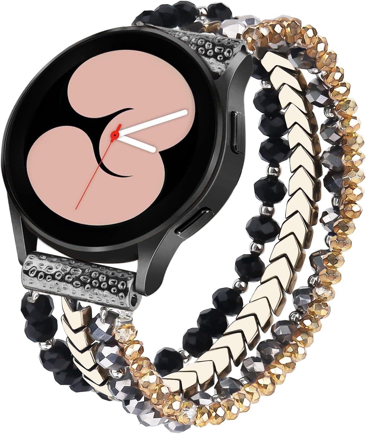 XIHAMA Beaded Boho Bracelet for Samsung Galaxy Watch 7/6/5/4 40/44mm Strap/Active 2 Watch 4 Classic 42mm Strap Women, 20mm Handmade Cute Elastic Crystal Beaded Bracelet