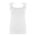 thumbnail image 4 of EGNMCR Camisoles pour Femmes Mode Femmes Col en V Patchwork Uni Dentelle Courts Camis Hauts Gilet, 4 of 5