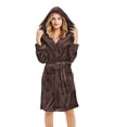 thumbnail image 3 of Women Robes Plush Robes For Women With Warm Fleece Hooded Bathrobe Soft Long Spa Robe With Pockets Woman Flannel Pajamas, 3 of 7