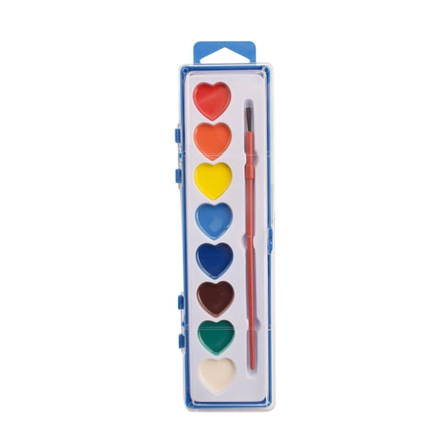 Dvkptbk Valentines Day Mini Watercolor Paint Sets with Paintbrush Washable Heart Water Color home decor
