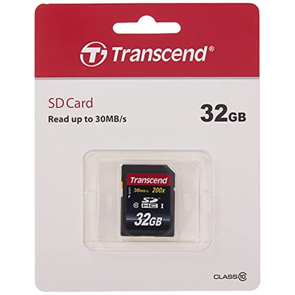 Transcend 32GB SDHC Class 10 Flash Memory Card Up to 30MB/s (TS32GSDHC10), Blue