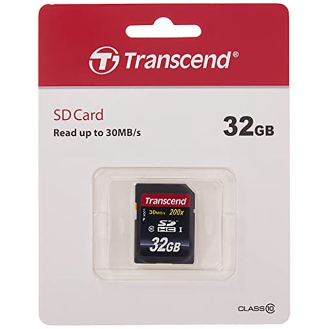 Transcend 32GB SDHC Class 10 Flash Memory Card Up to 30MB/s (TS32GSDHC10), Blue