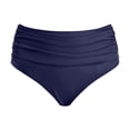 thumbnail image 4 of FYEGRE Women's High Waisted Bikini Bottom Tummy Control Ruched Bathing Suit Swim Bottom Dark Blue L, 4 of 5