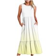 thumbnail image 1 of Dvkptbk Summer Robes Décontractées de Plage pour Femmes 2024 Mode Robe Dégradée Robe Midi Sans Manches Robe Évasée Robe Débardeur Robe d'Été Plissée Robe Débardeur avec Poches, 1 of 4