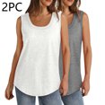 thumbnail image 2 of Plebaso Débardeurs 2025 pour Femmes, Lot de 2, Col Rond, Sans Manches, Chandails Décontractés Amples d'Été, Tuniques Basiques, 2 of 7
