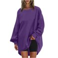 thumbnail image 2 of UVEASISHA Chandails Amples de Mode pour Femmes à Manches Longues à Col Rond, Chandails Amples Décontractés à Épaules Drapées, Hauts Confortables et Doux, Tenues d'Automne 2025, Soldes Vêtements Aujourd'hui, Violet, P, 2 of 6