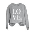 thumbnail image 4 of Penkiiy T-Shirts de la Saint-Valentin pour Femmes, Chandail en Molleton Graphique Cœur Rouge, Manches Longues, Col Rond, Hauts L Gris, 4 of 4