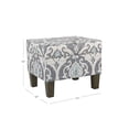 thumbnail image 2 of HomePop Pouf de Rangement Carré avec Couvercle à Charnières, Damas Gris, Ardoise Bleue, 2 of 5