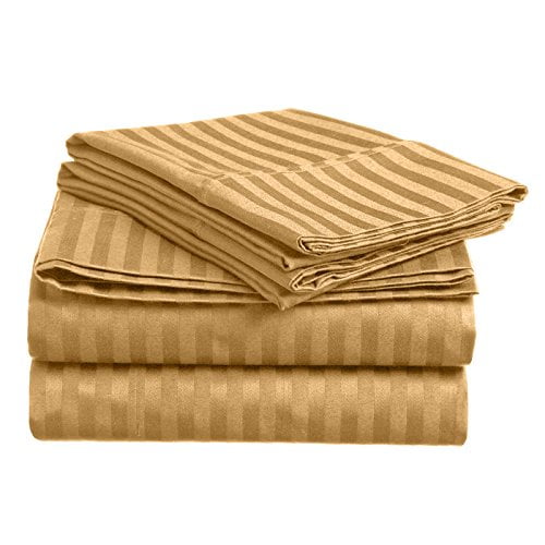 Home Design 1800 Series Ensembles de Draps Rayés d'Hôtel Luxueux (Simple, Or)