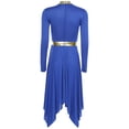 thumbnail image 4 of Hansber Robe de Louange Métallisée pour Femmes, Manches Longues, Ourlet Irrégulier, Tunique, Costume de Performance, Bleu Royal, G, 4 of 7