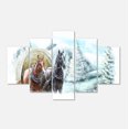 thumbnail image 2 of Painted Scene with Horses in Winter - Landscape Canvas Art Print, 2 of 3