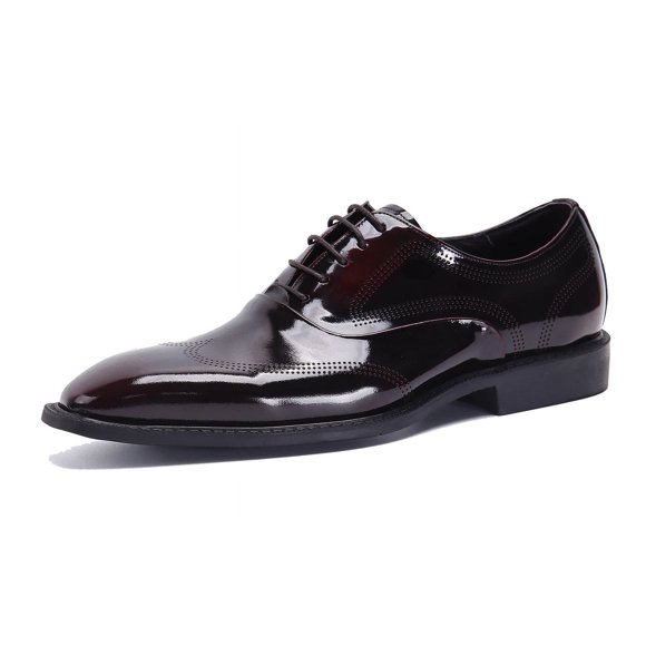 Santimon Wine Red Dress Shoes for Men Brogue Lace-up Oxofrd Shoes Classic Formal Shoes for Wedding Party US 8