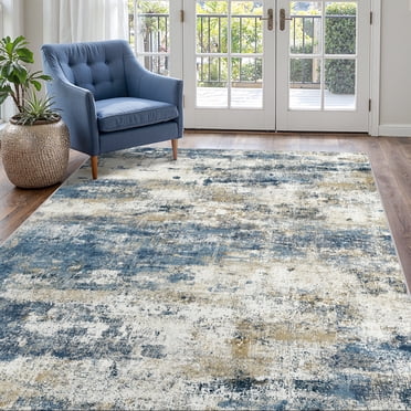 KUETH Tapis de 5 Pieds X 7 Pieds pour Salon, Tapis Lavables à la Machine, Tapis d'Intérieur Vintage Antidérapant et Léger, Tapis Ultrafin à Poils Courts en Chenille Imprimée pour Chambre, Salle à Manger, Bureau à Domicile