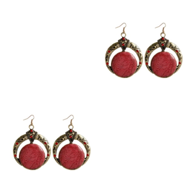 maskred Unique Pendant Necklace For Women – Bohemian Style Lovers Handmade Gift E055-Red 2Set